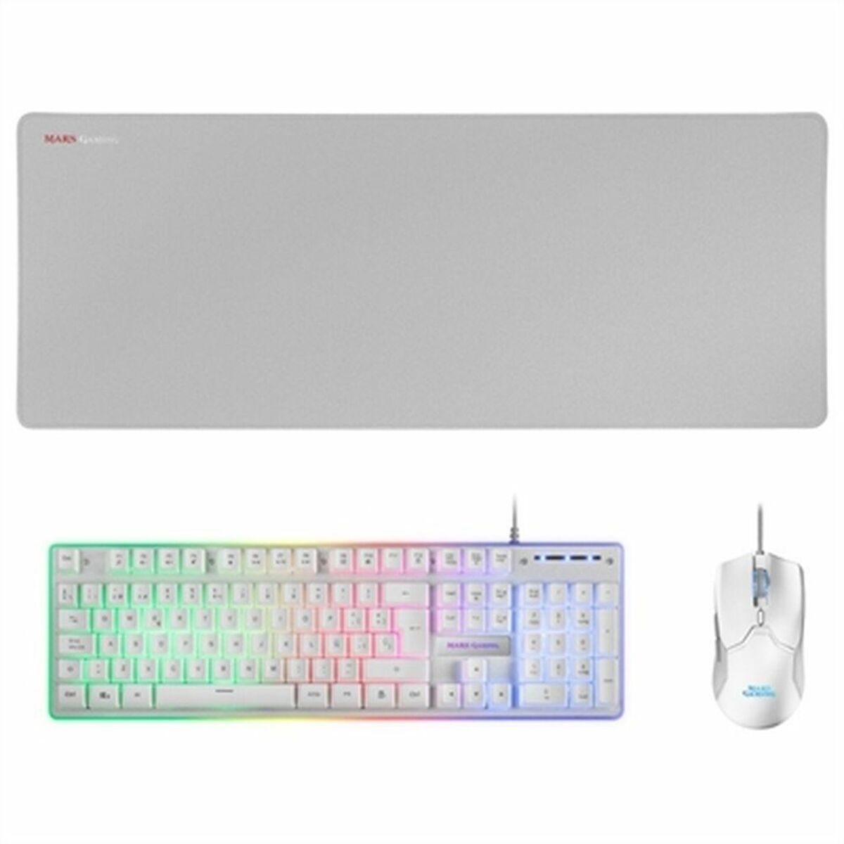 Keyboard with Gaming Mouse Mars Gaming MCPXWES White Spanish Qwerty QWERTY LED RGB-0