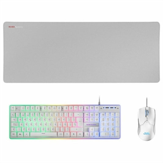Keyboard with Gaming Mouse Mars Gaming MCPXWES White Spanish Qwerty QWERTY LED RGB-0