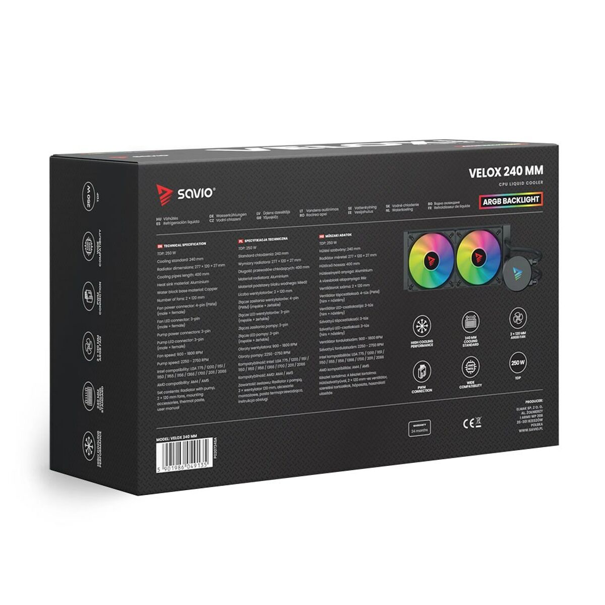 Liquid Refrigeration Kit Savio VELOX 240MM-12