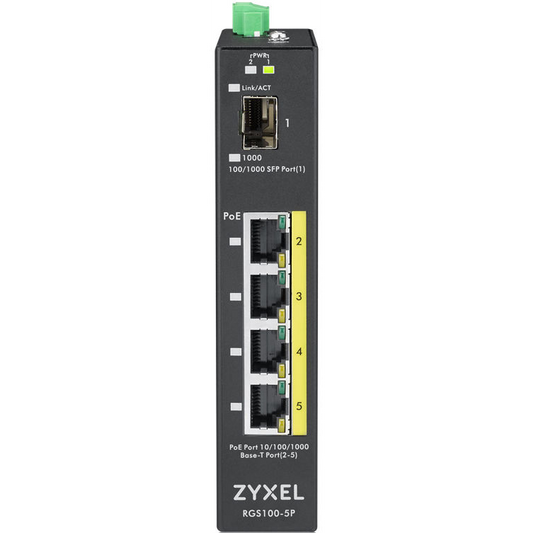 Zyxel RGS100-5P Fara management L2 Gigabit Ethernet (10/100/1000) Power over Ethernet (PoE) Suport Negru (RGS100-5P-ZZ0101F)-0