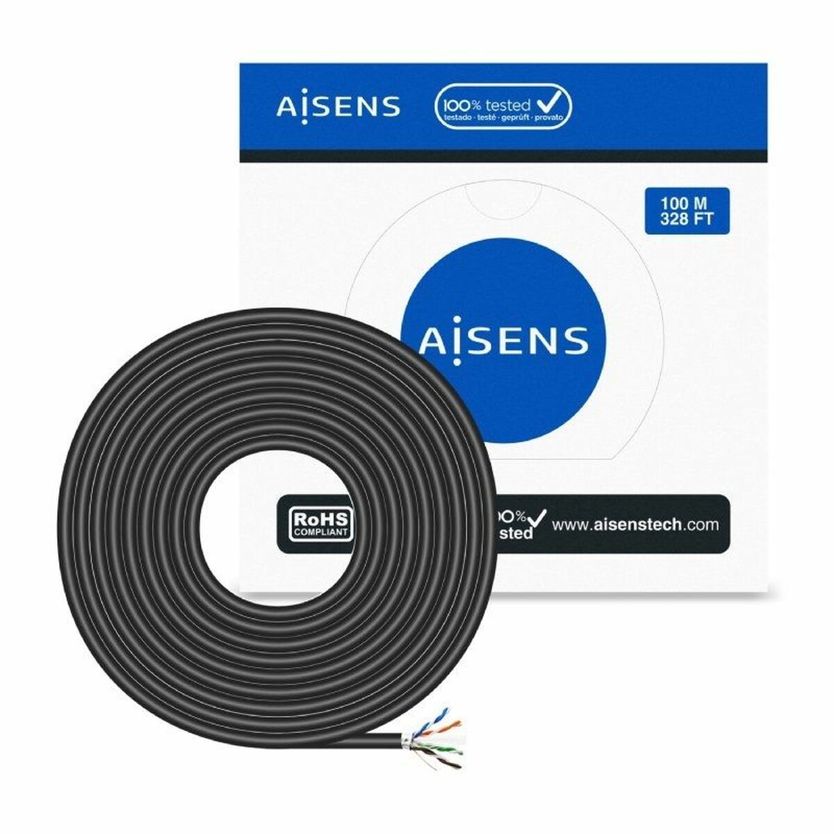UTP Category 6 Rigid Network Cable Aisens AWG24 Black 100 m-1