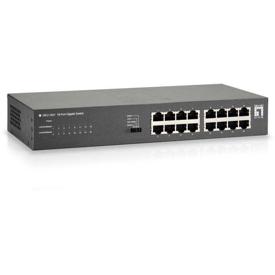 LevelOne GEU-1621 sieťový prepínač Gigabit Ethernet (10/100/1000) Šedá (GEU-1621)-0