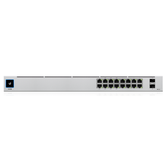 Суич Ubiquiti UniFi USW-16-POE, 8 порта Gigabit PoE+, 8 порта Gigabit PoE, 2 порта Gigabit SFP (USW-16-POE-EU)-0