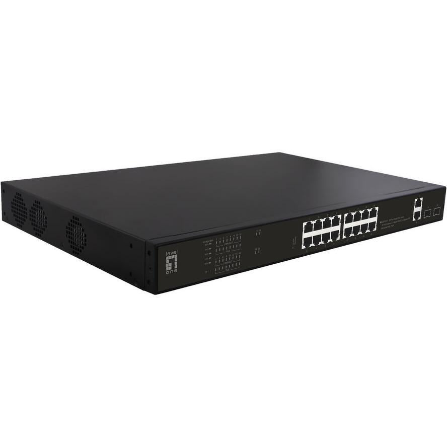 LevelOne GEP-2021 łącza sieciowe Nie zarządzany Gigabit Ethernet (10/100/1000) Obsługa PoE 1U Czarny (GEP-2021)-0