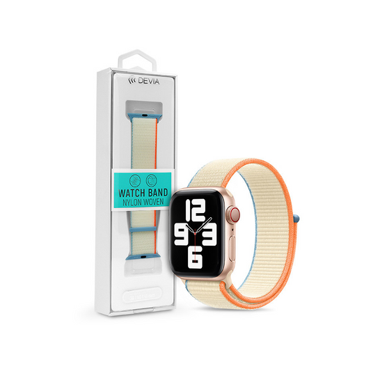 Спортна каишка за Apple Watch - Devia Nylon Woven Deluxe Series Sport3 Watch Loop - 38/40/41 mm - кремаво бяло (ST364624) (ST364624)-0